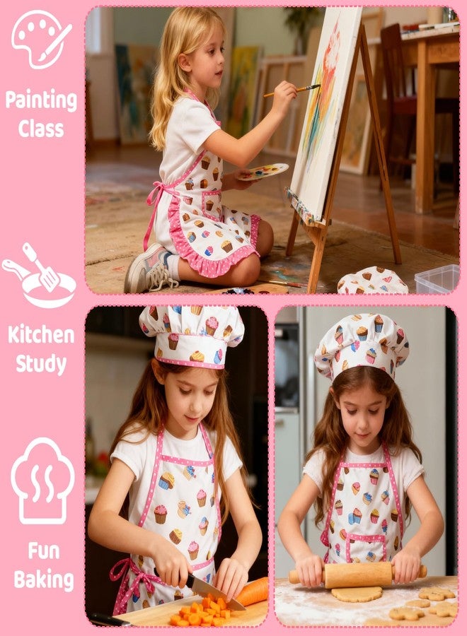 MEIDAYAI 2 Pcs Kid Apron and Chef Hat Set, Adjustable Childrens Cooking Baking Outfit, Pretend Play Dress Up Costume for Toddlers 3-8, Birthday Xmas Gift (White) - Image 4